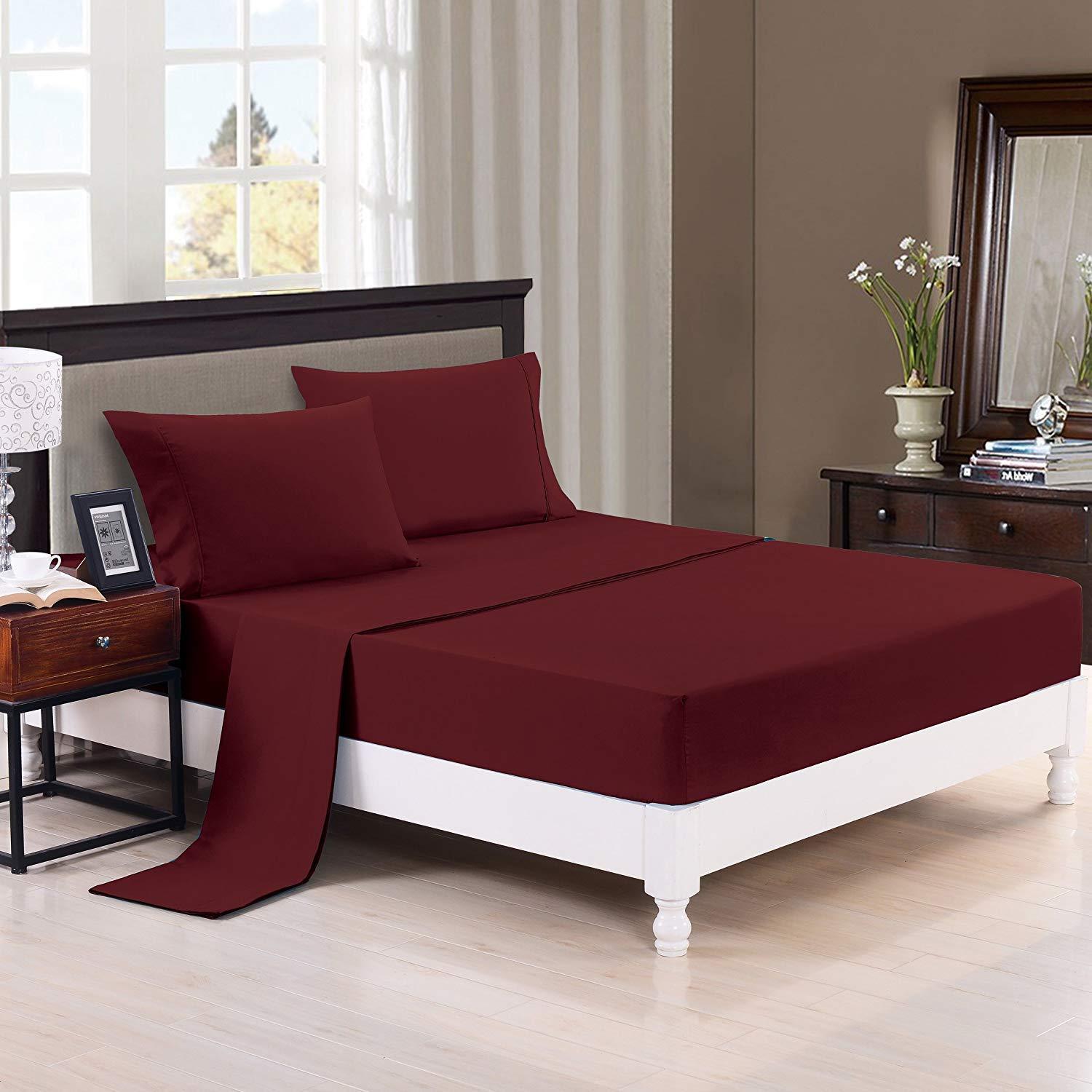 3 Pcs Set, Burgundy Pure Linen Duvet Cover, Mauve Linen Bedding Set, Dark hotsell Wine Red 100% European Linen