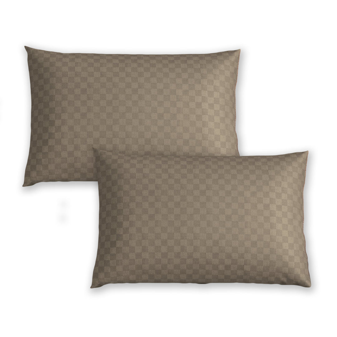 300TC Jacquard Checks Cotton Pillow Covers - Pack of 2