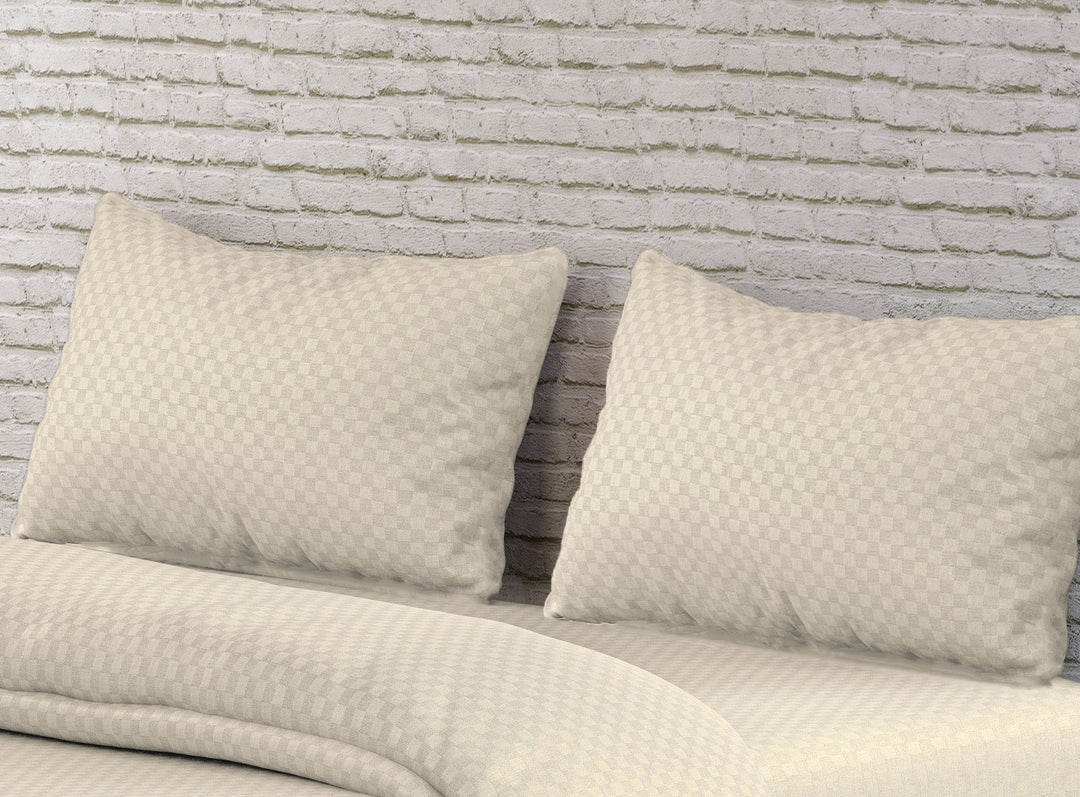 300TC Jacquard Checks Cotton Pillow Covers - Pack of 2