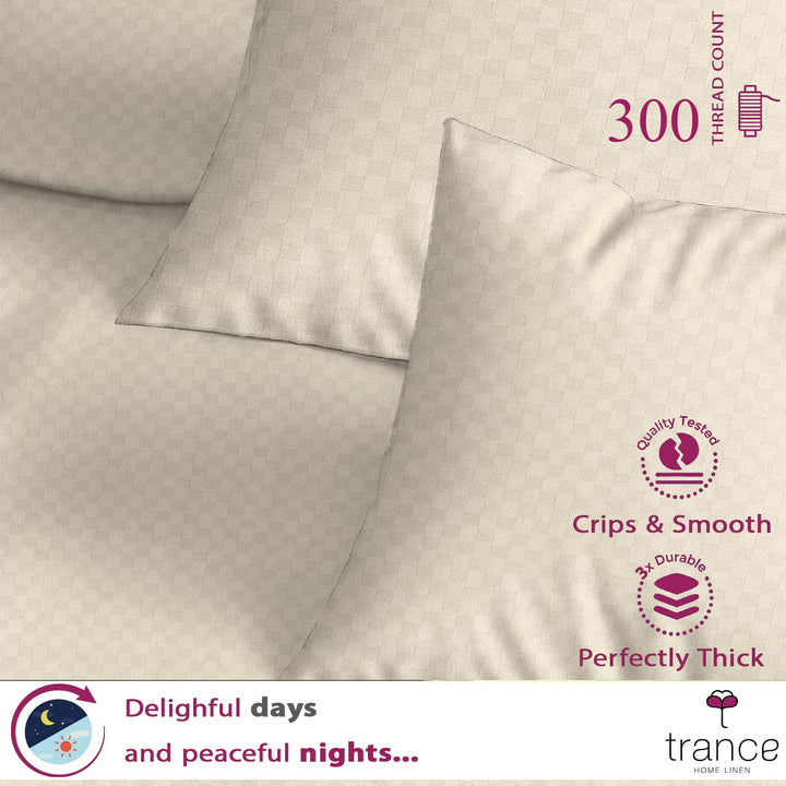 300TC 100% Cotton Jacquard Weave Flat Bedsheet with Pillow Covers