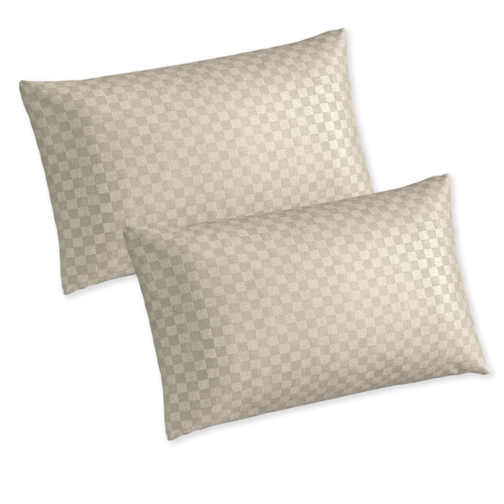 300TC Jacquard Checks Cotton Pillow Covers - Pack of 2