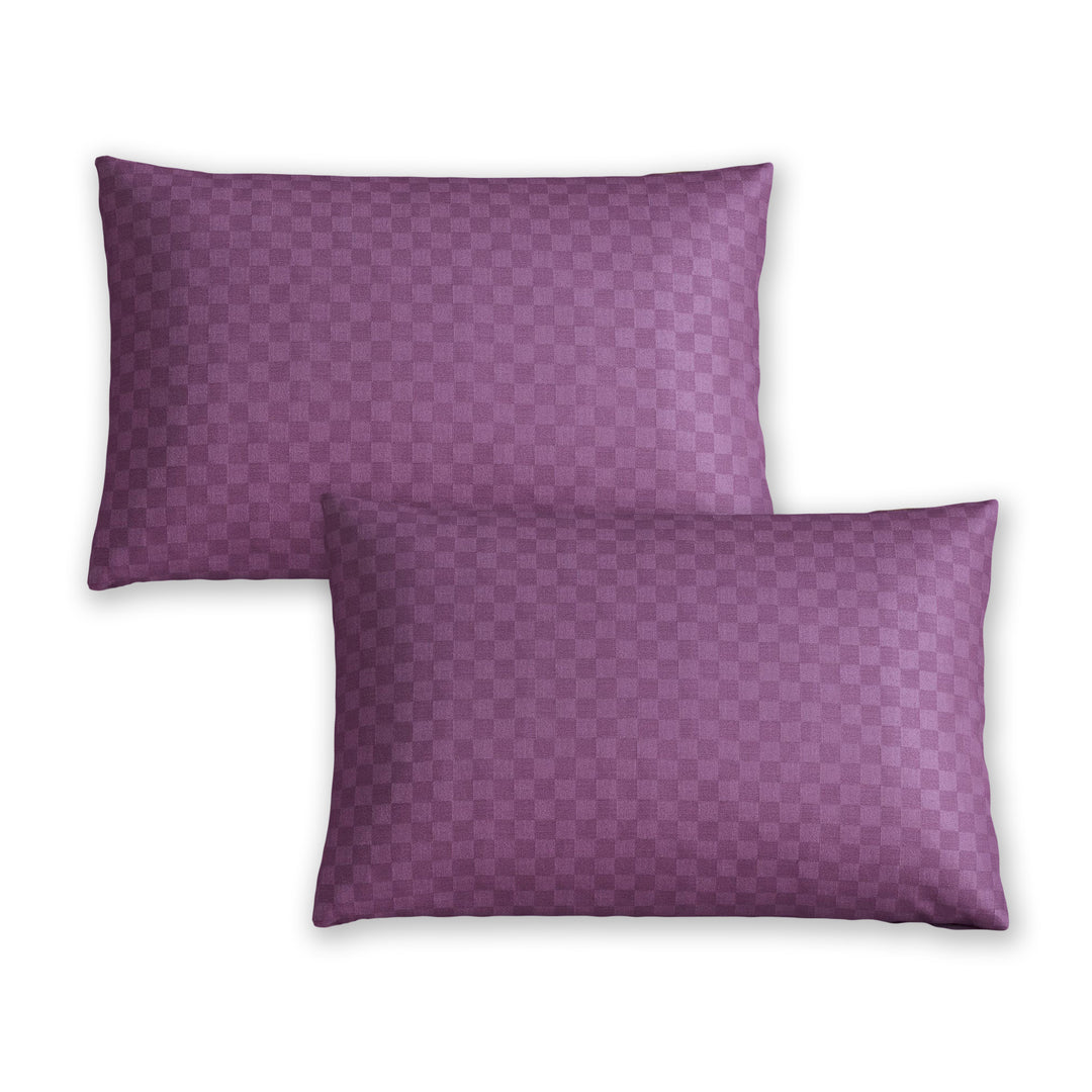 300TC Jacquard Checks Cotton Pillow Covers - Pack of 2