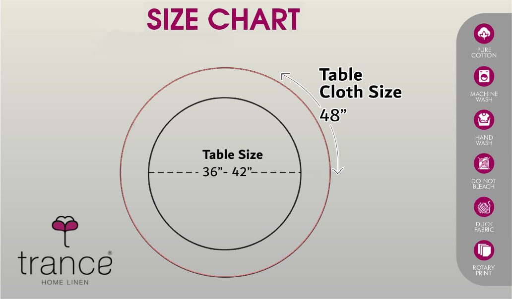 Premium Cotton Circular Dining Table Cloth - Red Wine