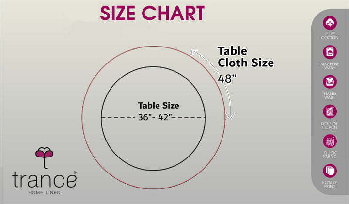 Premium Cotton Circular Dining Table Cloth - Red Wine