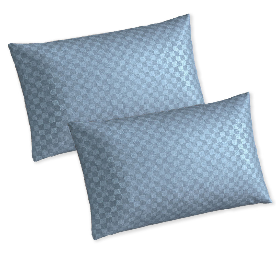 300TC Jacquard Checks Cotton Pillow Covers - Pack of 2