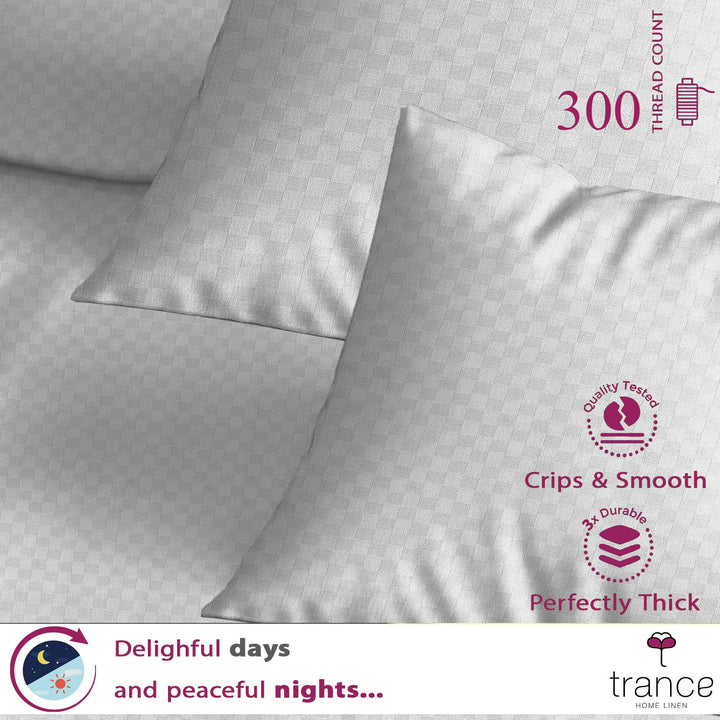 300TC 100% Cotton Jacquard Weave Flat Bedsheet with Pillow Covers