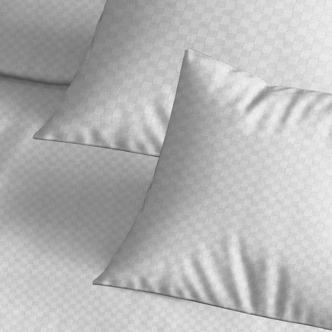 300TC Jacquard Checks Cotton Pillow Covers - Pack of 2