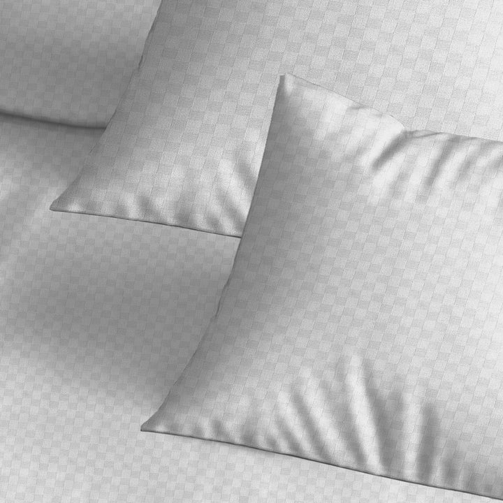 300TC Jacquard Checks Cotton Pillow Covers - Pack of 2