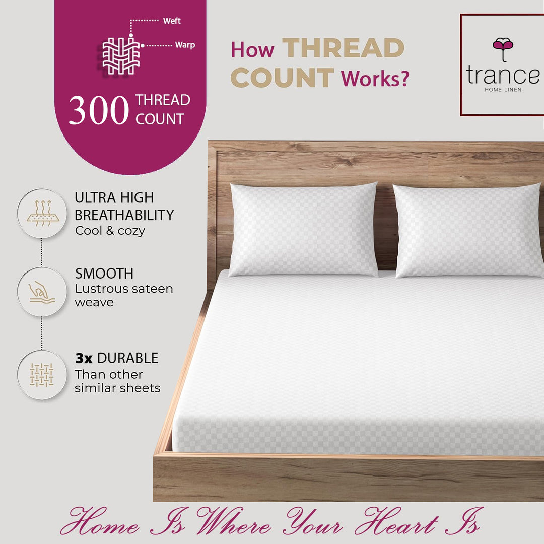 300TC 100% Cotton Jacquard Weave Flat Bedsheet with Pillow Covers