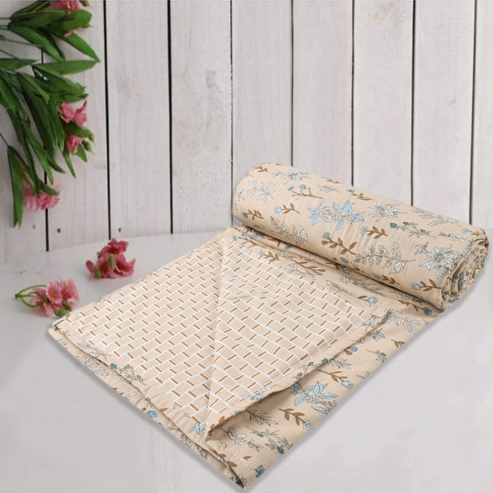 Cotton Double Dohar (Beige Carnations)